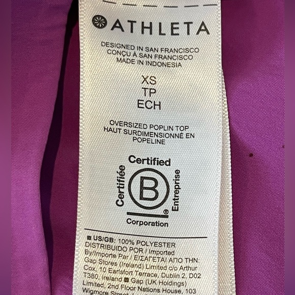 Athleta Oversized Poplin Button Down Blouse, Long Sleeve, Jazzy Purple, Size XS - Picture 7 of 15